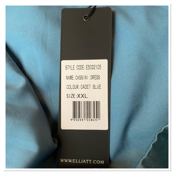 Elliatt Cassini Satin One Shoulder Gathered Side Dress In Cadet Blue XXL New - Picture 8 of 10